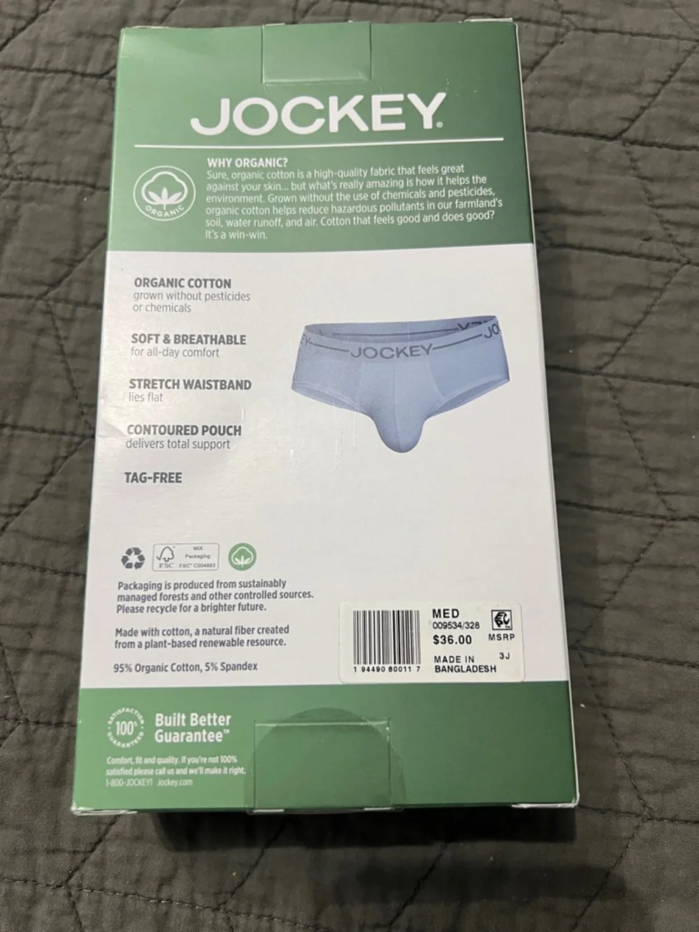Jockey 3-Pack Low-Rise Briefs in Light Blue, Green, and Black - Picture 3 of 3